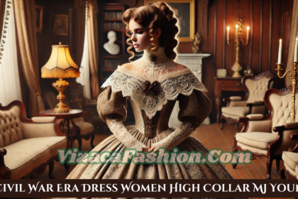 civil war era dress women high collar mj young